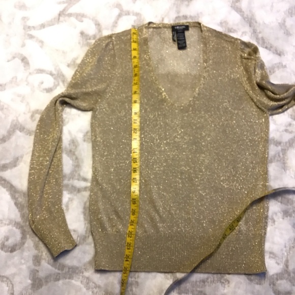 Olsen Europe Gold Metallic V-Neck Women's Sweater Size S-M / 8 - Picture 9 of 10